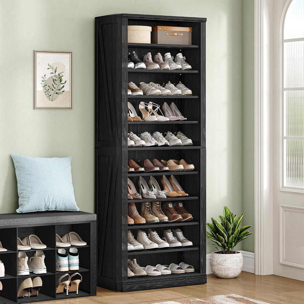 Hzuaneri Shoe Storage Cabinet,10 Tiers Farmhouse Tall Shoe Cubby Organizer
