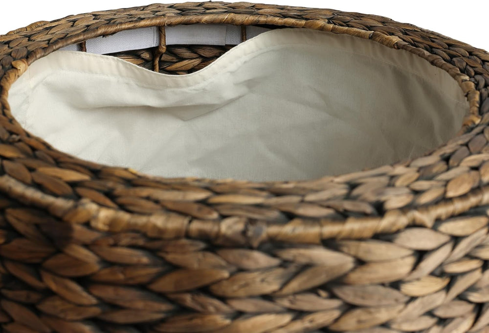 happimess Addie Handwoven Water Hyacinth Storage Ottoman 17.72", Brown Wash