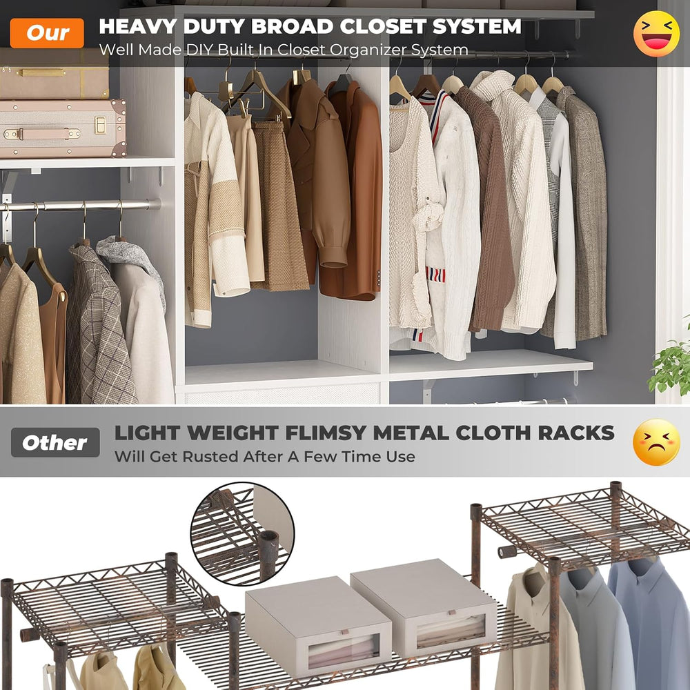 Armocity 5FT Small Closet System with 3 Fabric Drawers, 60 Inches Walk In Clo...