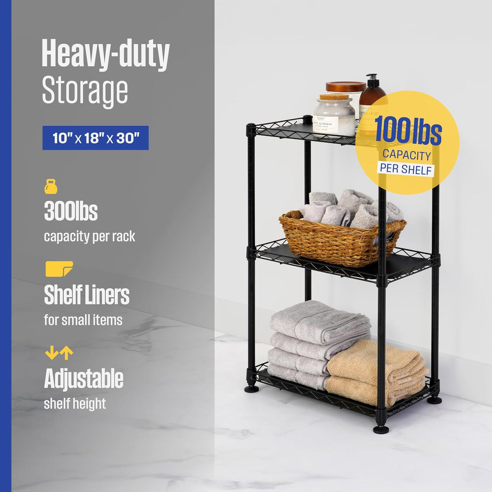 SafeRacks NSF 3-Tier Heavy Duty Steel Wire Shelves (18"x10"x30")