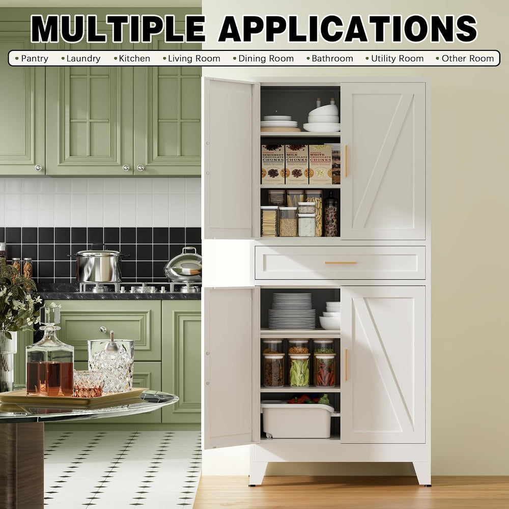 COFaR 71" Tall Kitchen Pantry, Farmhouse Storage Cabinet with Doors and ...