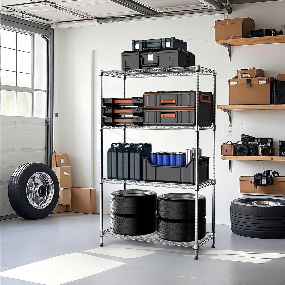 M MZG 1000 lbs 4Tier Shelf Metal Storage Shelves Wire Rack Closet Organizers ...