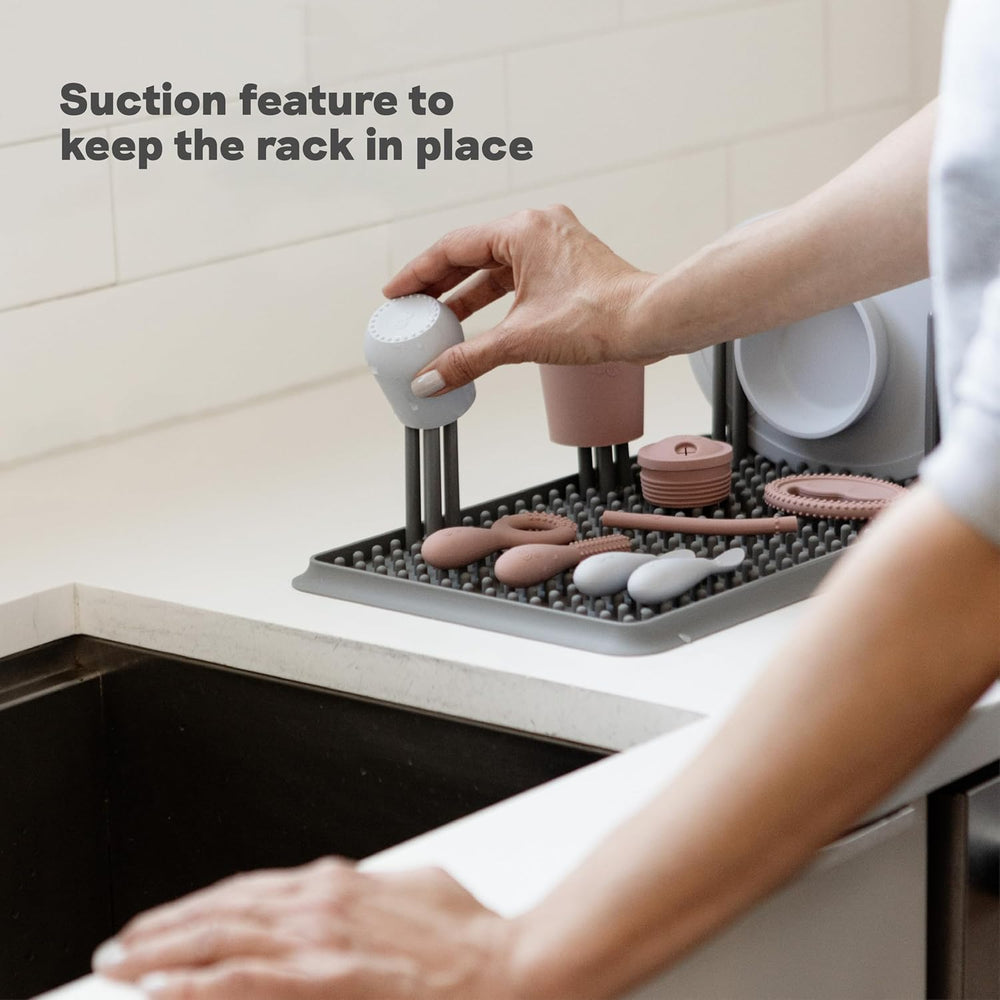 ezpz Drying Rack (Gray) - Silicone Drying Rack with Suction Base