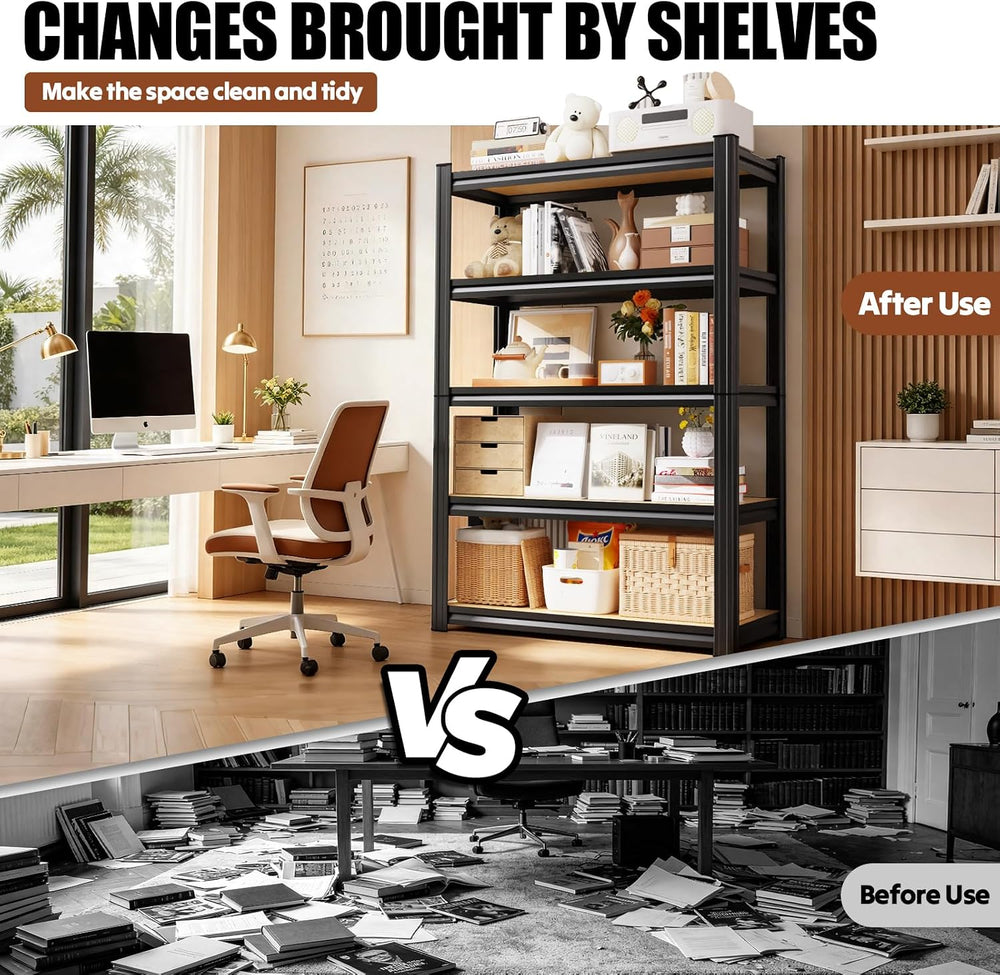 78''H Storage Shelves, Wood Garage Shelving,Adjustable Heavy Duty She...