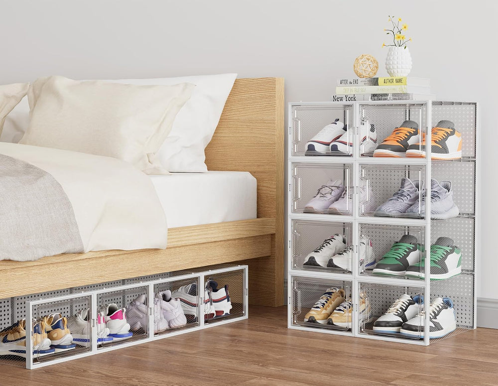 HOMIDEC XL Clear Shoe Storage Boxes, Stackable Shoe Organizer for Closet