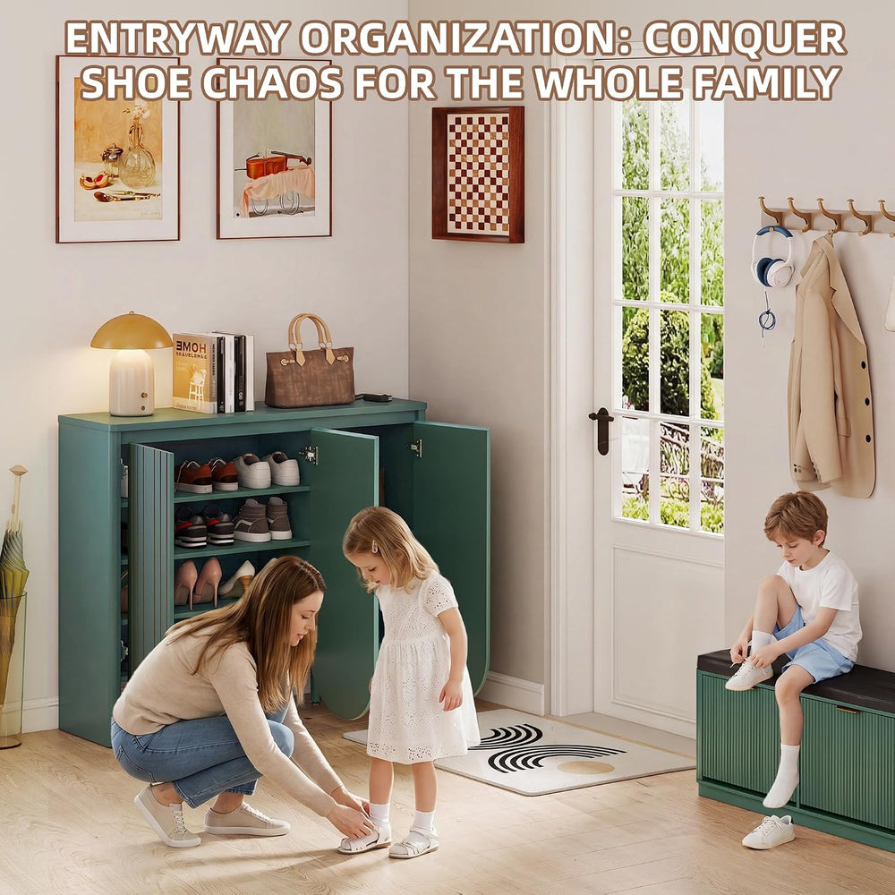 47" Large Shoe Cabinet for Entryway, Shoe Storage Cabinet with Adjustabl...