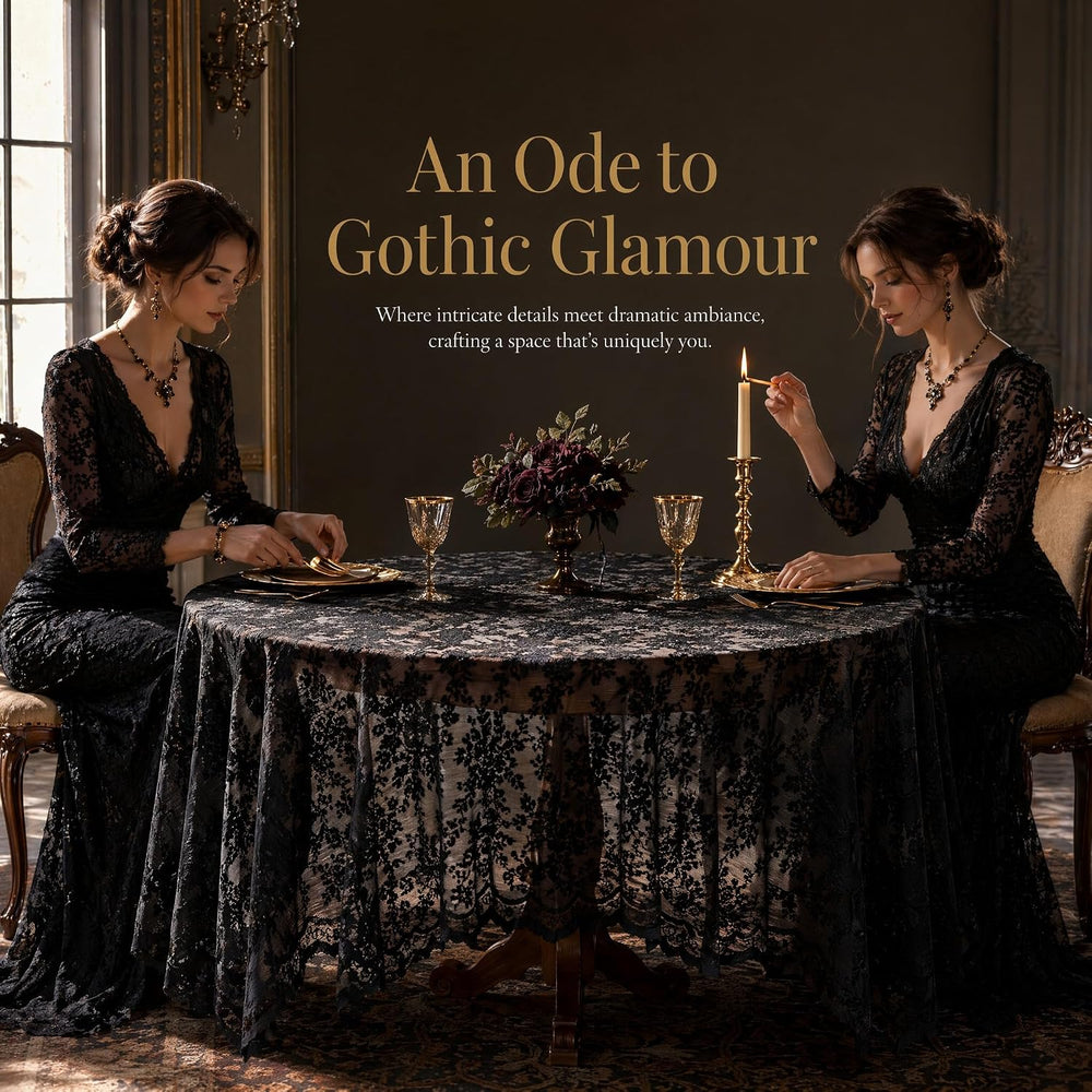 Halloween Black Lace Tablecloth Long Rectangular Gothic Table Cloth