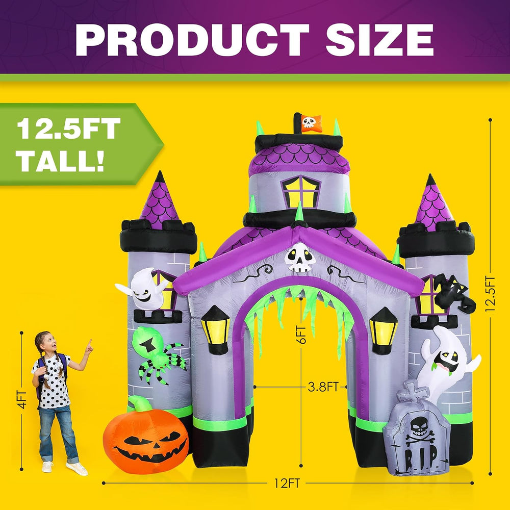 ZPISF Halloween Inflatables Giant 12.5 FT Haunted House Castle Archway