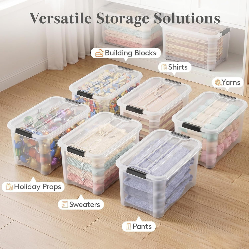 Lifewit 34 Qt Clear Storage Bins with Lids, 6 Pcs