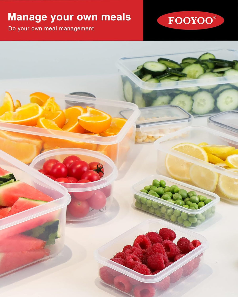 FOOYOO 56 Pcs Large Food Storage Containers Set with Lids (28 Containers + 28...