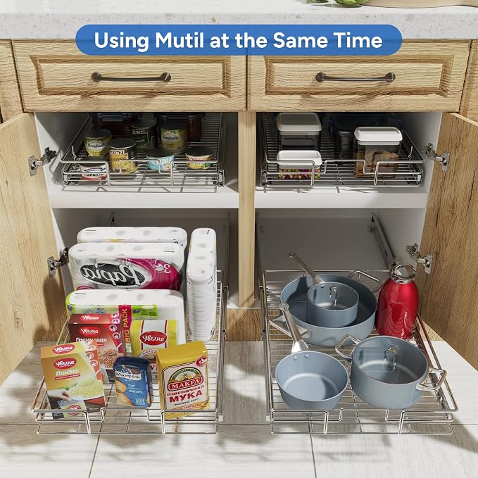 ROOMTEC Pull Out Cabinet Organizer, Cabinet Pull Out Shelves 28½" W x 21...