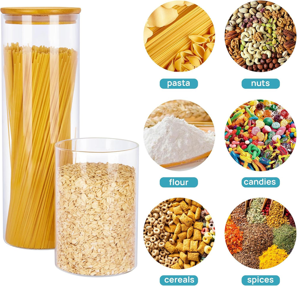 Vtopmart Glass Food Storage Jars, 7 Pack Kitchen Containers with Airtight Bam...