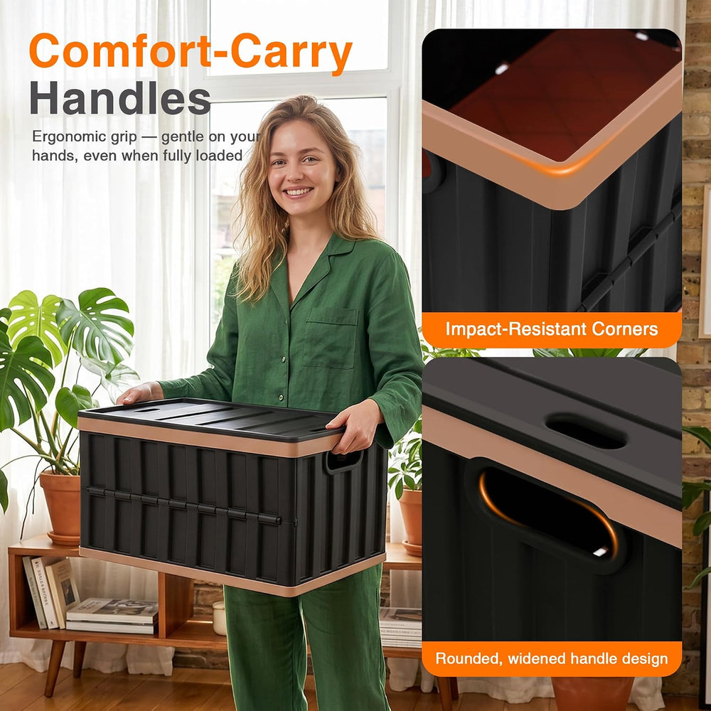 Citylife 64L Collapsible Storage Bins with Lids Plastic Storage Containers fo...