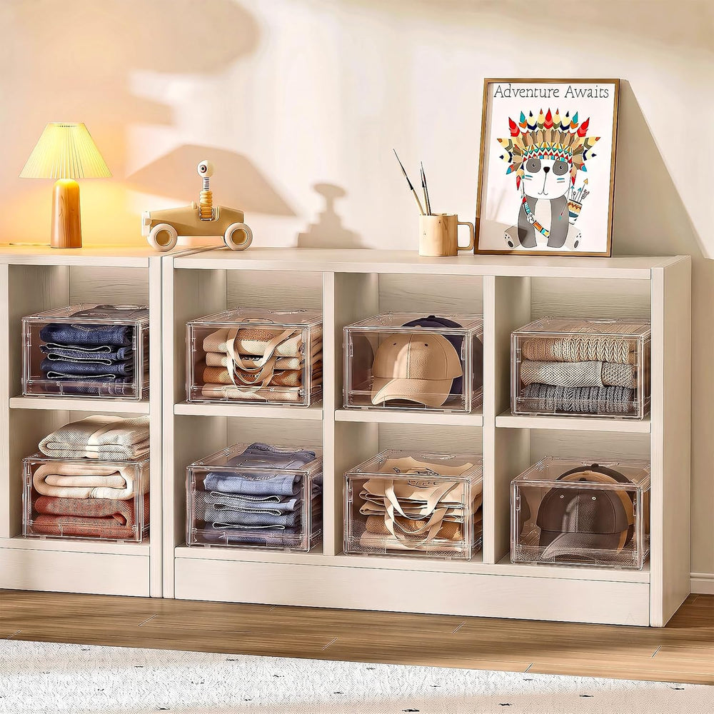 Large Clear Stackable Storage Drawer Organizer for Closet, 3 Pack