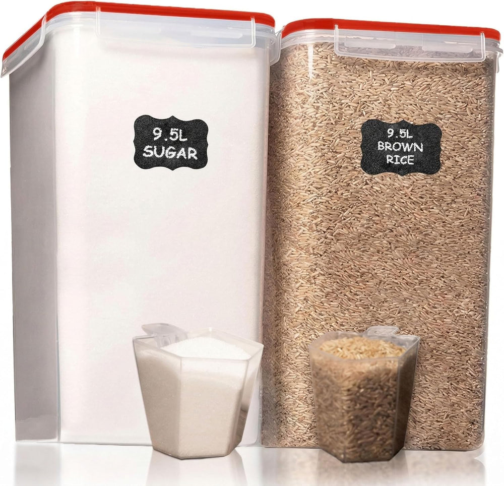 Shazo 2 PC (9.5L | 321 Oz) Extra Large Bulk Food Storage Containers with Airt...