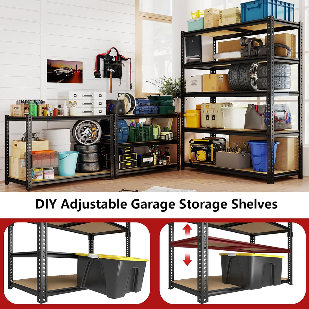 Storage Shelves Unit,40" W 5-Tier Garage Shelving Heavy Duty Metal Adjus...