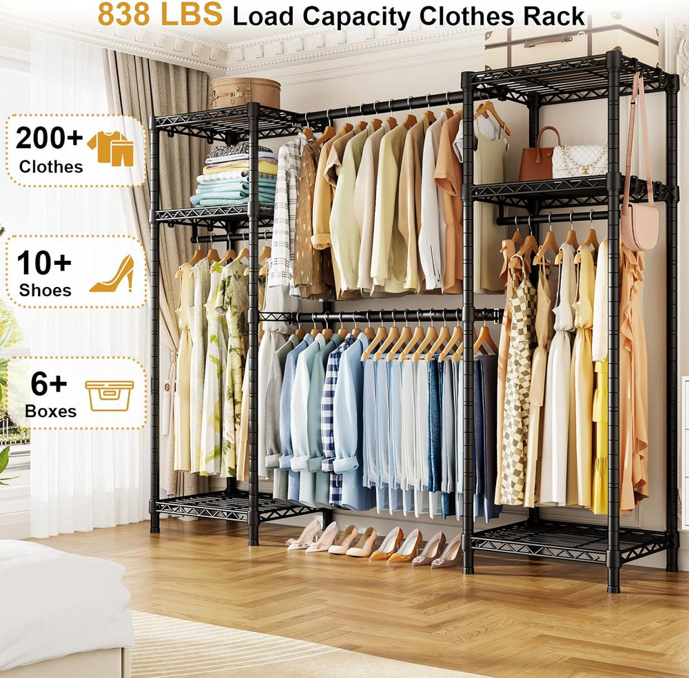 Ulif E7 Garment Rack, Heavy Duty Clothes Storage System with Extendable Rod