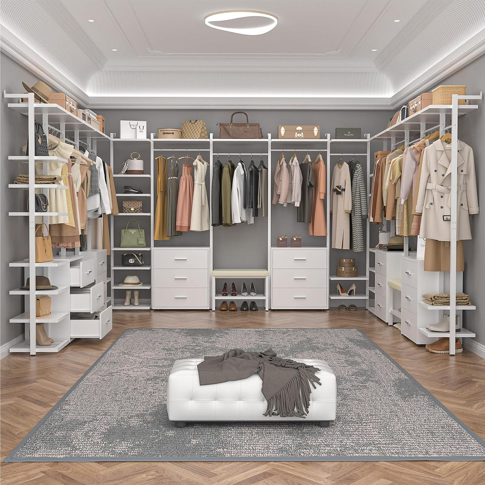 Aheaplus Wall Mounted Closet System, Closet Organizer with 6-Drawers, White
