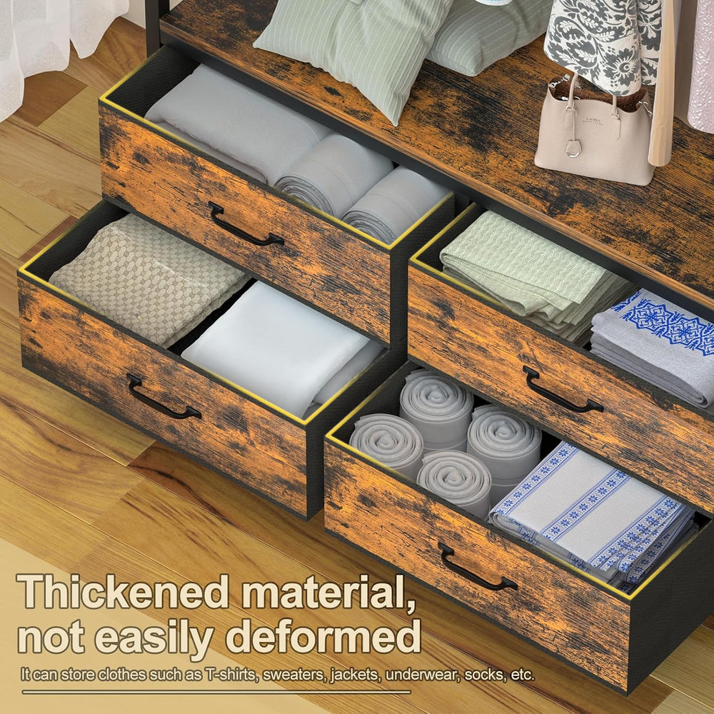 Freestanding Clothes Rack for Bedroom: Large Capacity 4 Drawers