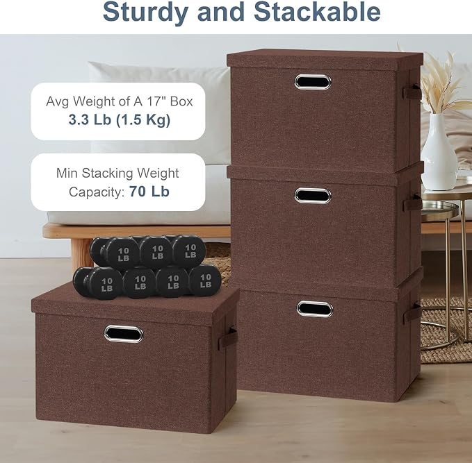 Large 17" 36 Quart Collapsible Stackable Storage Bins