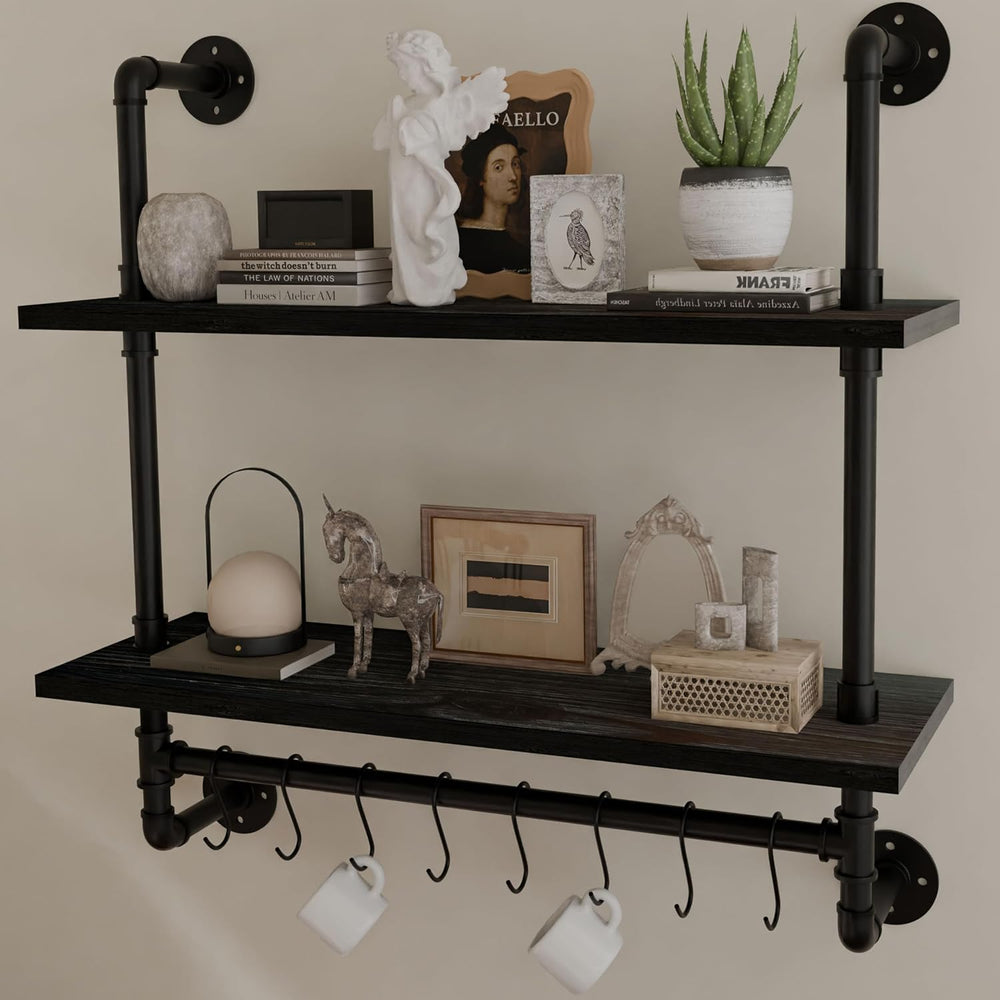 Industrial Pipe Bathroom Shelves Shelving 24" Black Floating Shelves