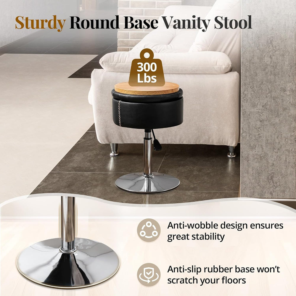LUE BONA 360°Swivel Vanity Stool Chair for Makeup Room, Height Adjustable Sto...