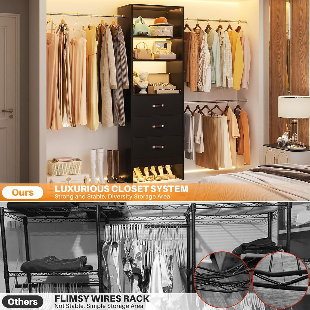 96 Inches Closet Organizer System, 8FT Customizable Walk In Closet Organizer ...