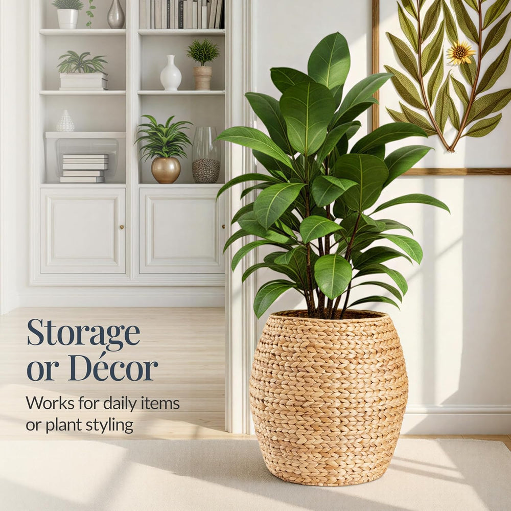 Best Choice Products Scalloped Multipurpose Hyacinth Storage Basket, Plant Dé...