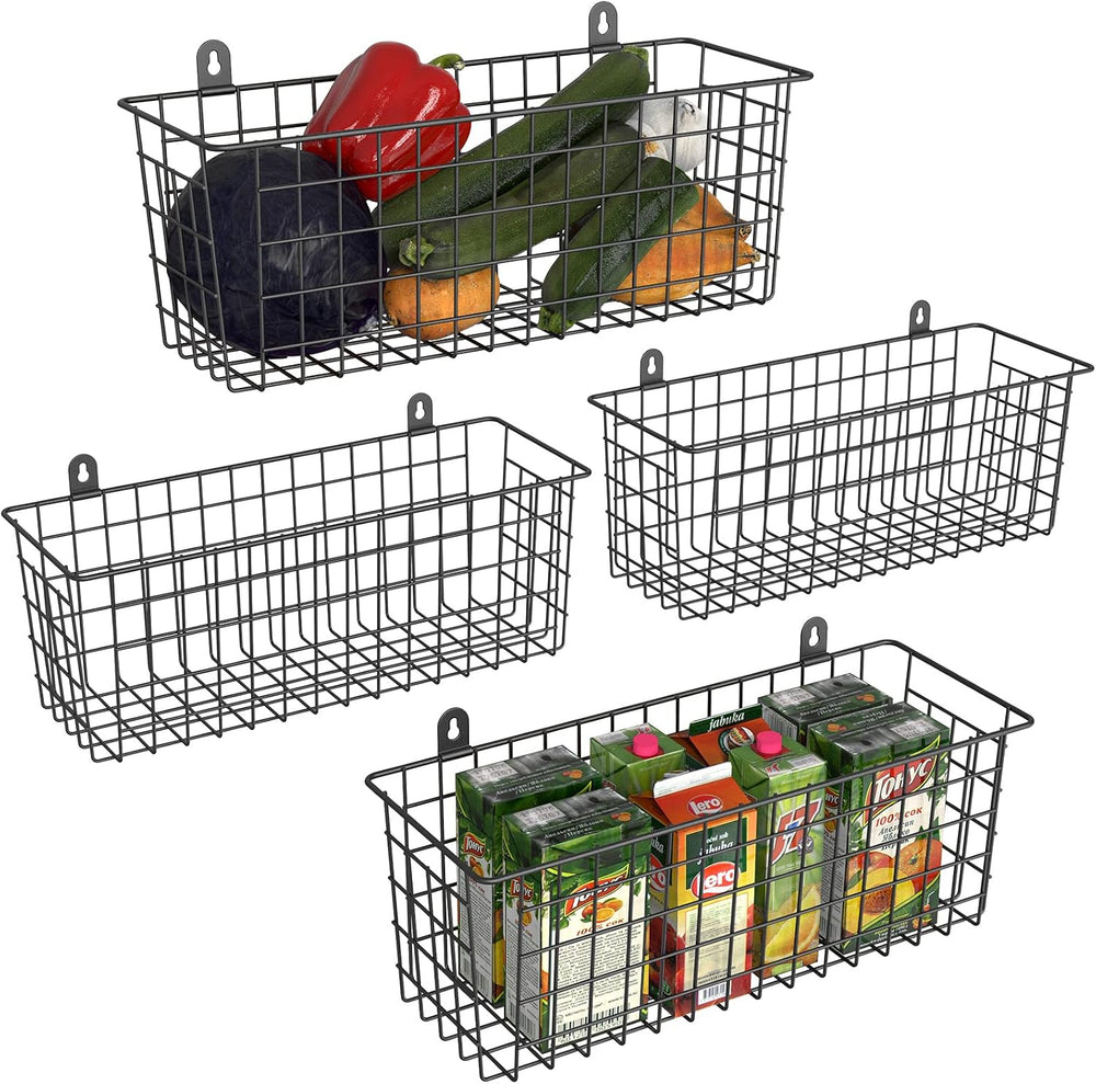 MaraFansie Extra Large Hanging Wall Basket 4-Pack Wall Mounted Wire Basket Ca...
