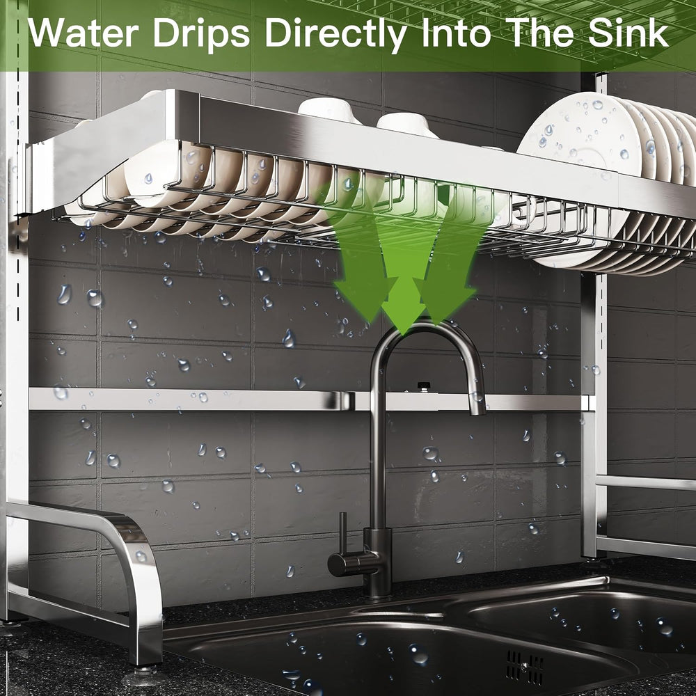 BOOSINY Over The Sink Dish Drying Rack, Extra Large Capacity Dish Drainer