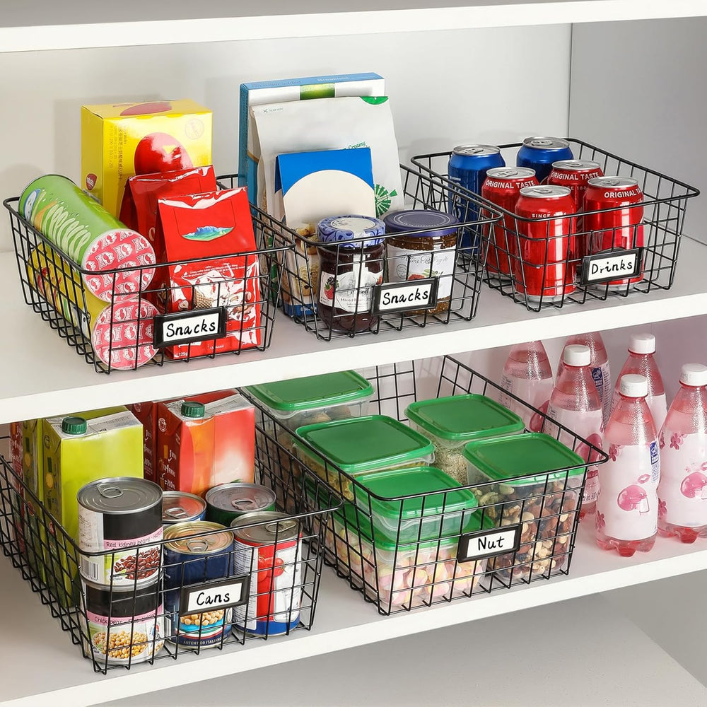 6 Pack Wire Baskets for Pantry Organization and Storage, Kitchen Organizer, 2...