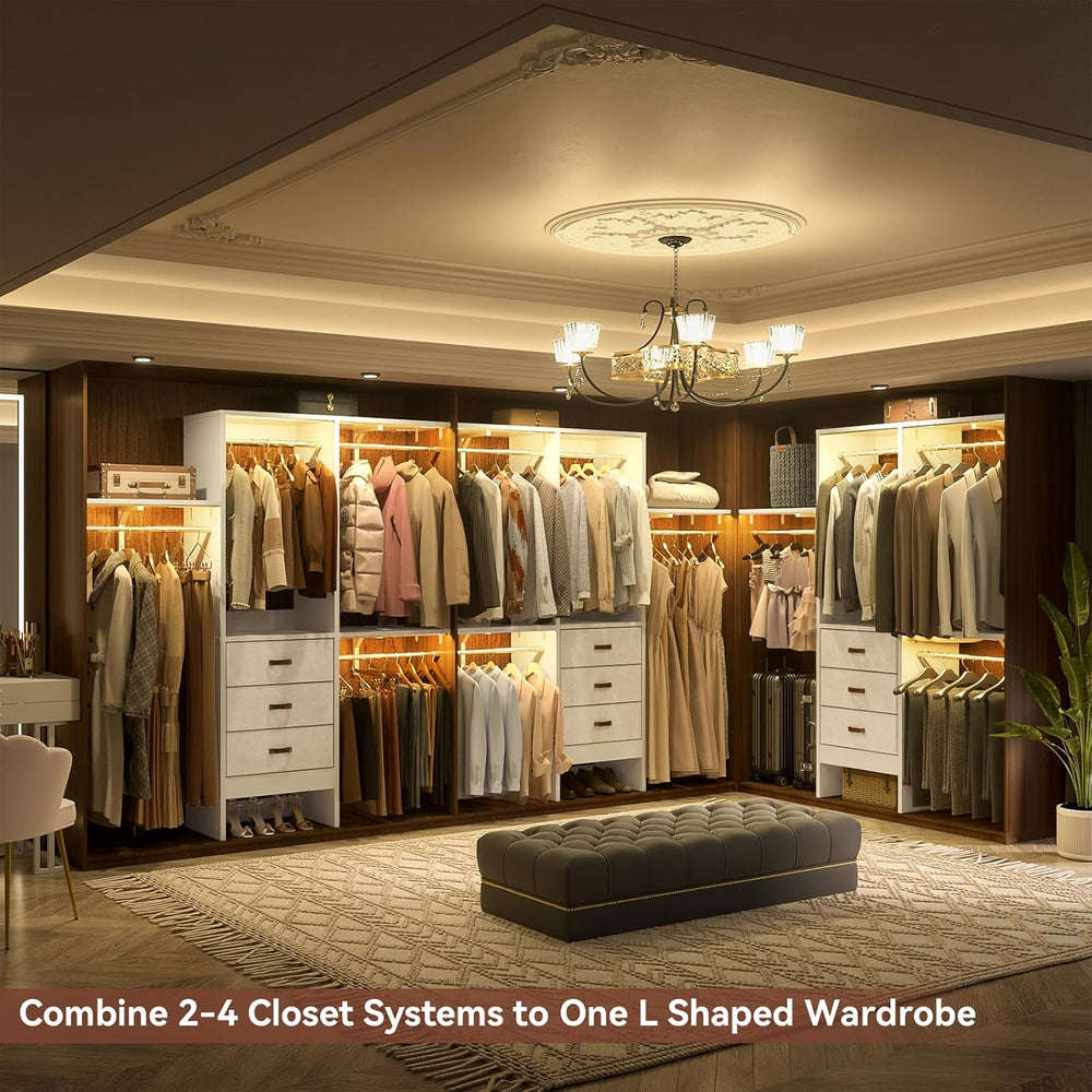 Armocity 5FT Small Closet System with 3 Fabric Drawers, 60 Inches Walk In Clo...