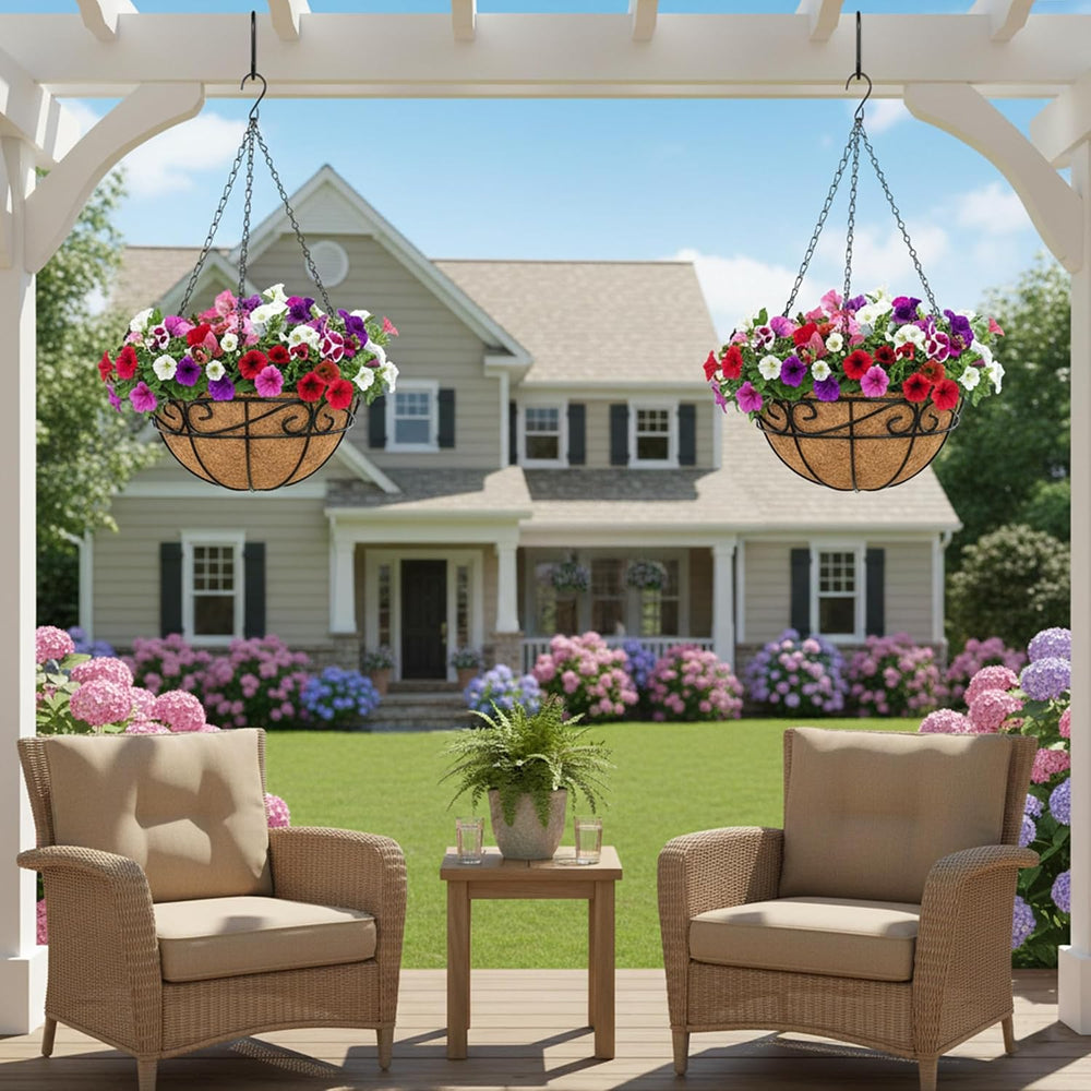 EIMQUVW Outdoor Metal Hanging Planters Basket (4pack, 14 inch) Hanging Basket...