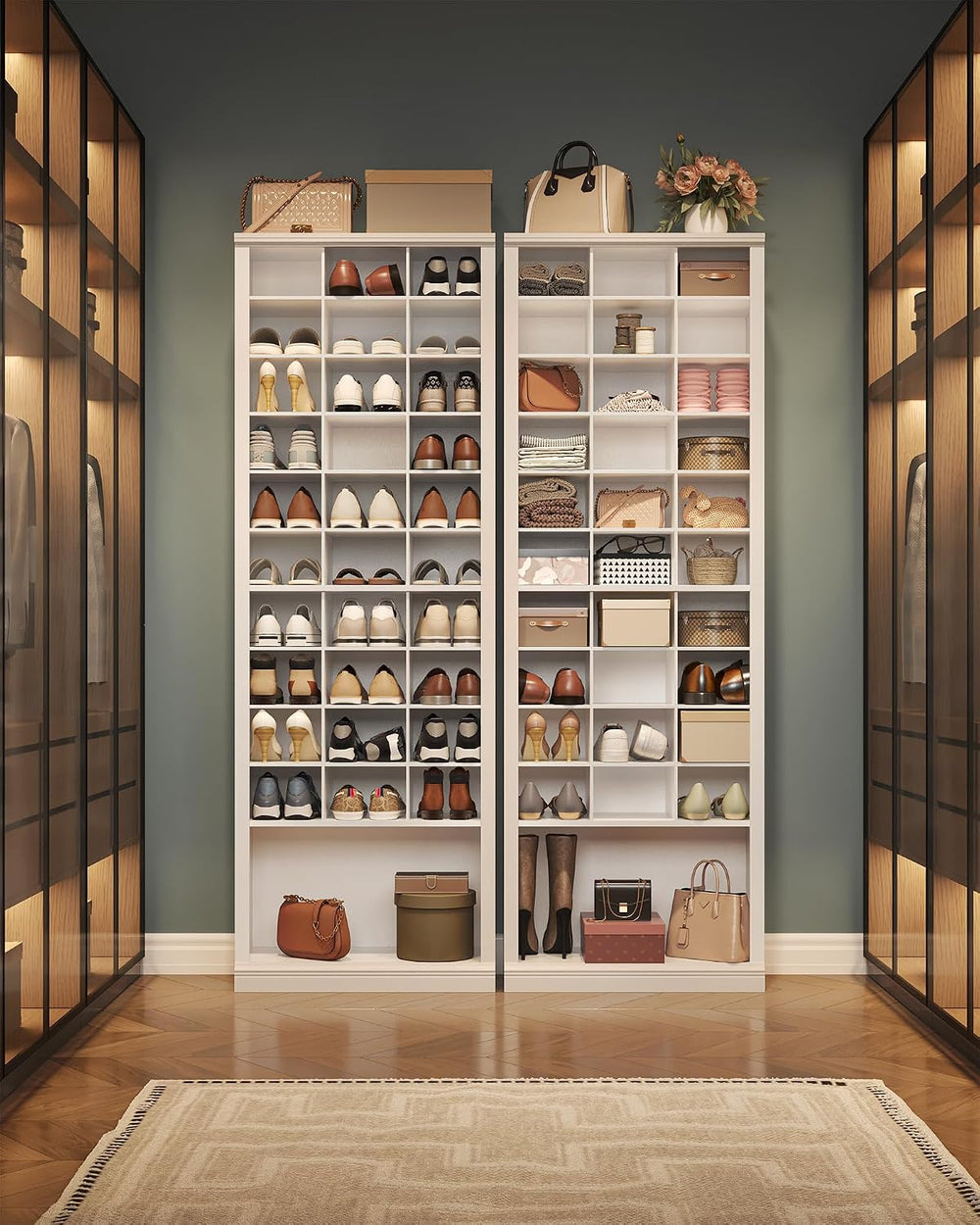 Hzuaneri 11 Tiers Shoe Storage Cabinet, Tall Shoes Cabinet with Cubby