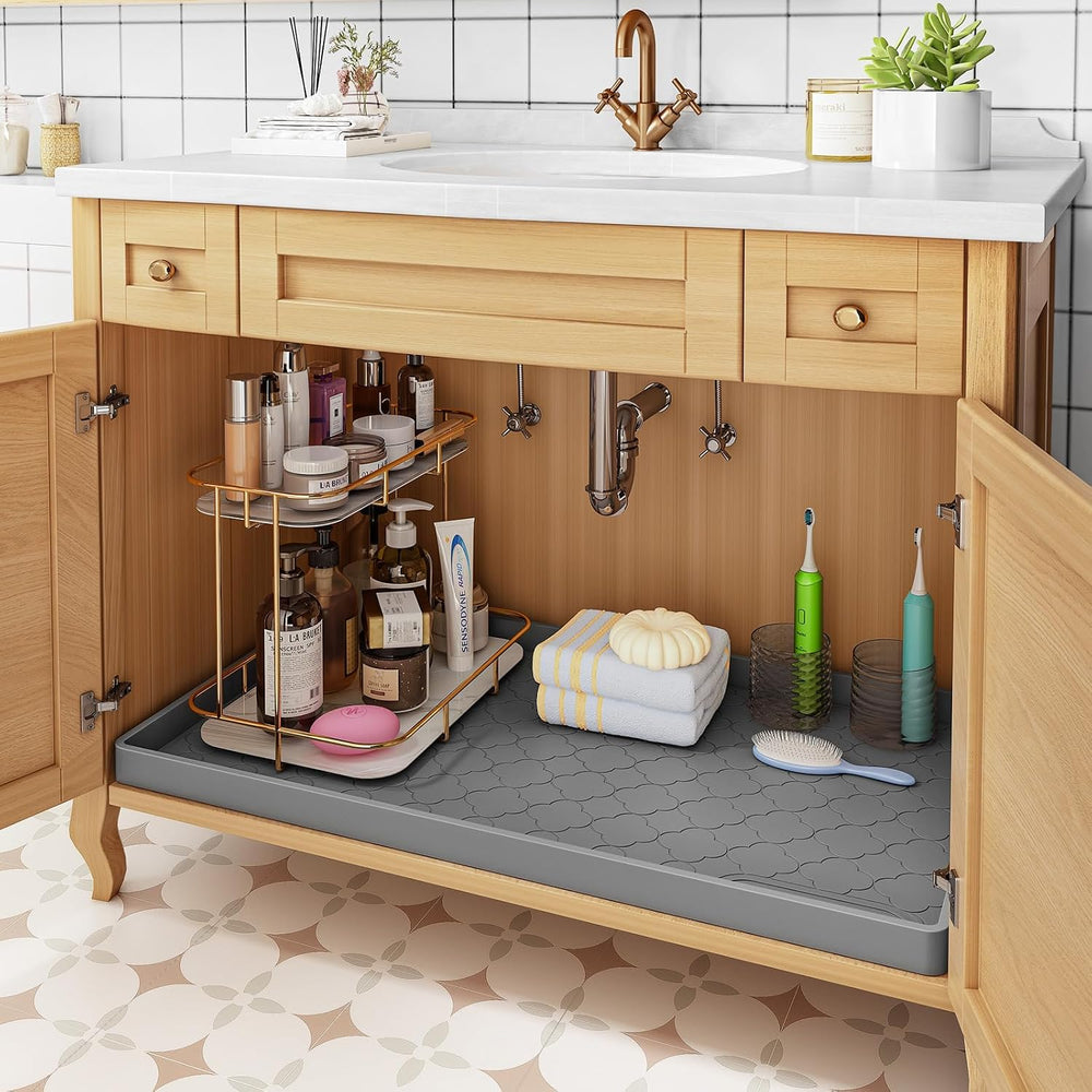 Jin&Bao Under Sink Mat 37" x 22" Waterproof Silicone Cabinet Ki...