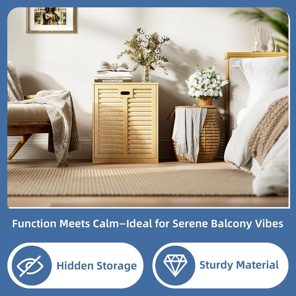 HITNET Tilt Out Laundry Hamper, Bamboo Laundry Cabinet with Hidden Removable ...
