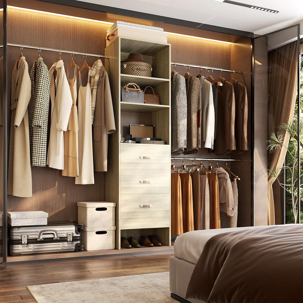 Besiost 96'' Closet Organizer System with 3 Hanging Rods, 8FT Closet ...