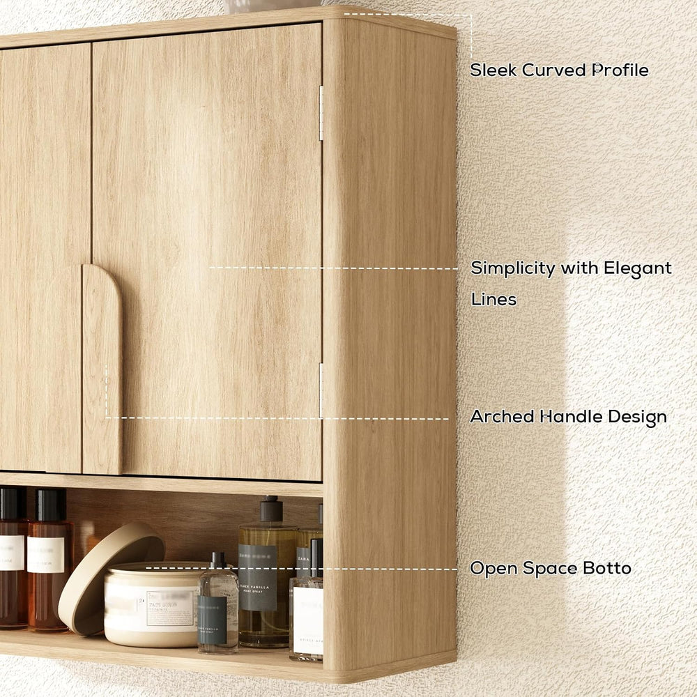 RUSTOWN Wall Mounted Bathroom Cabinets with Rounded Edges & Curved Handles