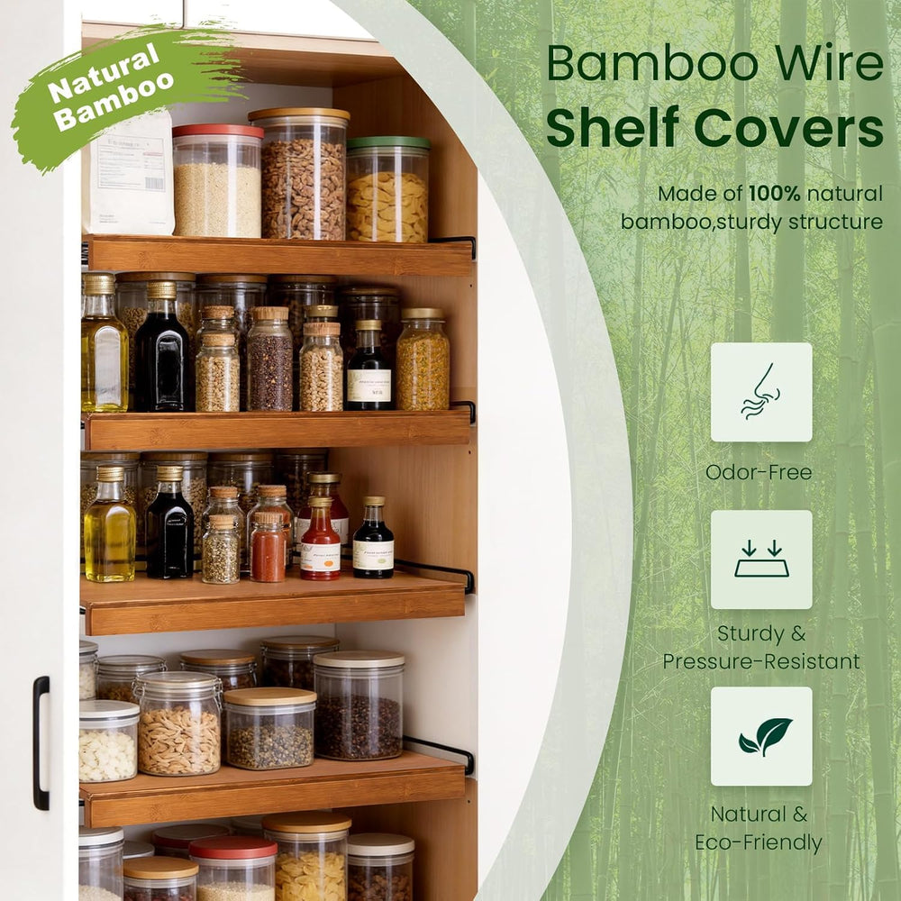 Bamboo Wire Shelf Covers for Wire Shelving, 24" W X 16" D, 4 PCS