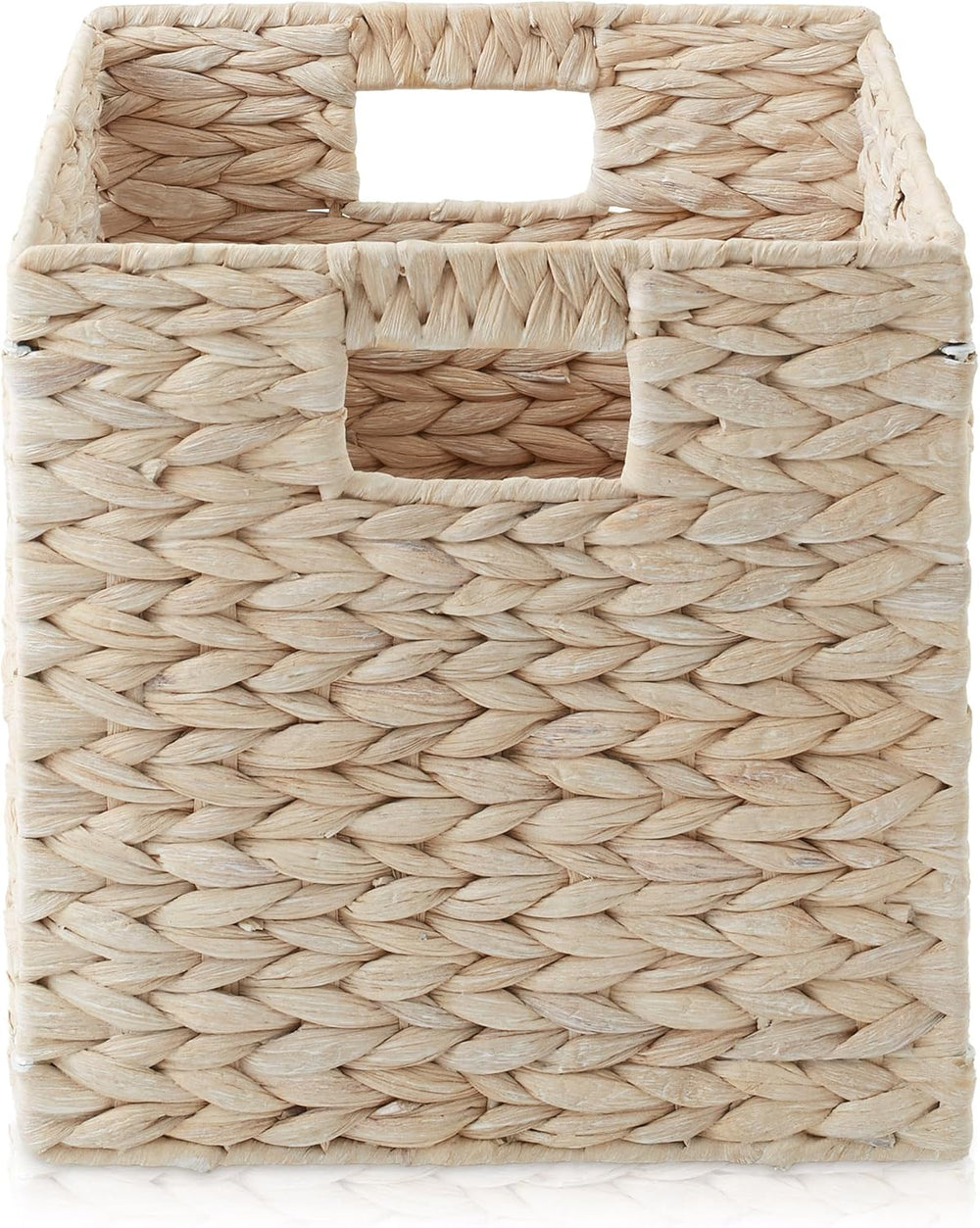 Casafield 10.5" x 10.5" Hyacinth Storage Baskets, Whitewash - Set o...
