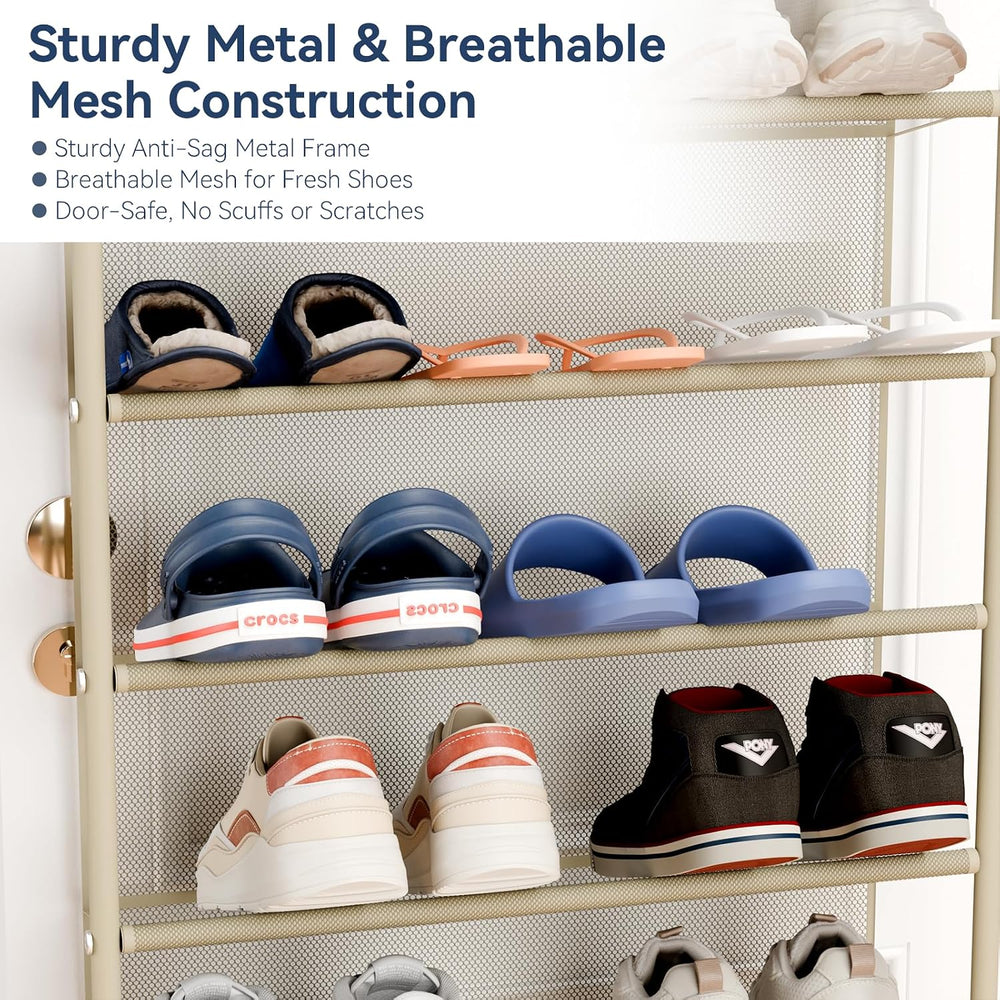 Whitmor 36 Pair Over the Door Shoe Rack,12 Tier Hanging Shoe Organizer with M...
