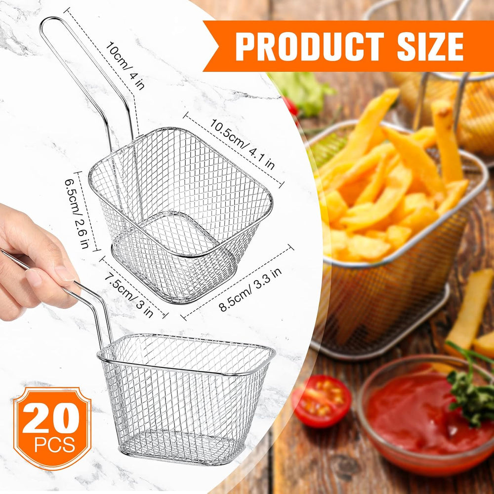 Potchen 220 Pcs Mini Square Fry Baskets, Metal Serving Baskets with Liners