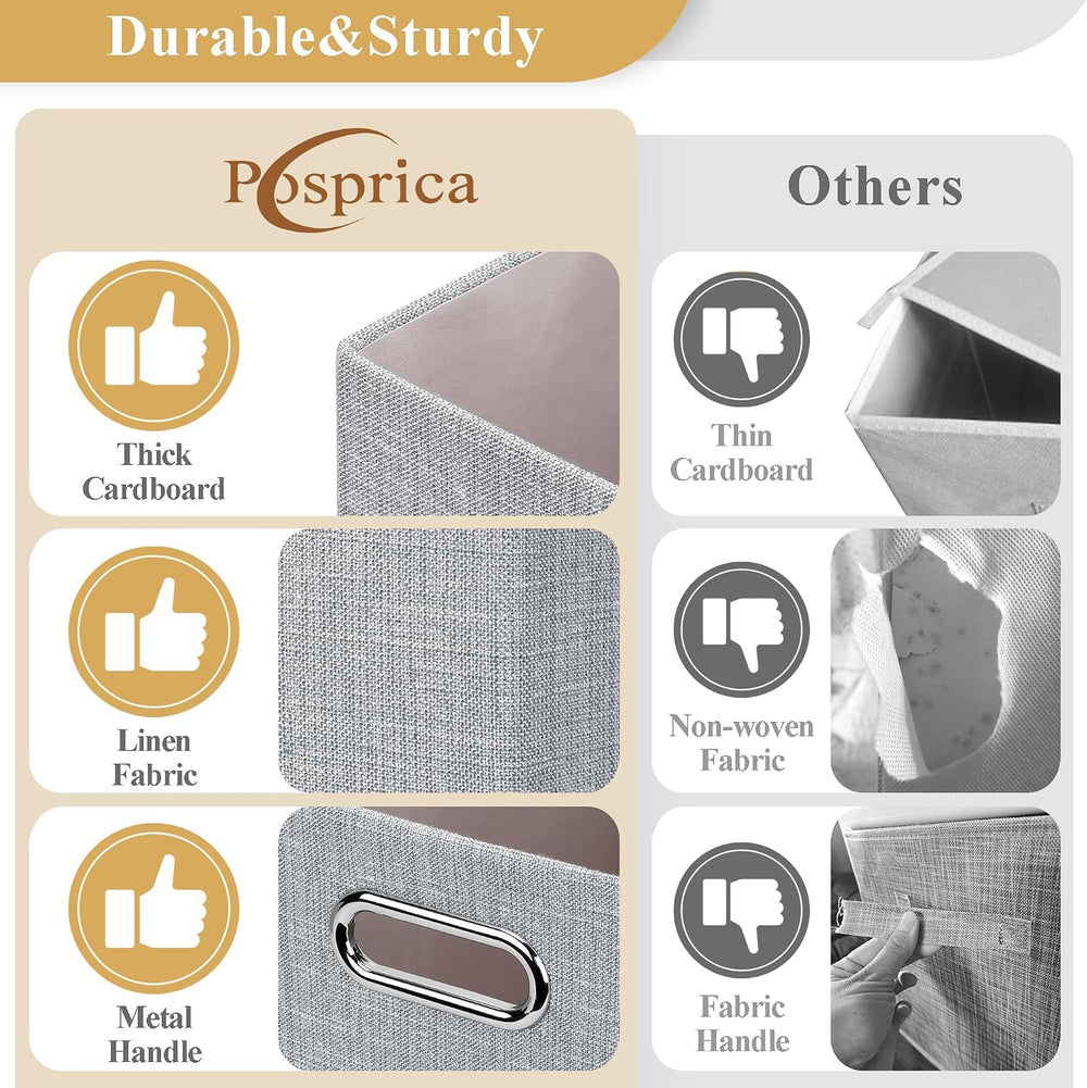 Posprica 15.12"x12.13"x12.01" Storage Cube Bins, Linen Decorat...