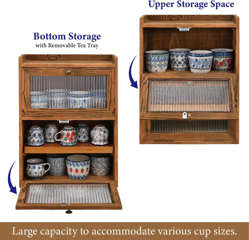 Ikee Design Wood 2-Tier Cabinet with Airflow Drying Tray