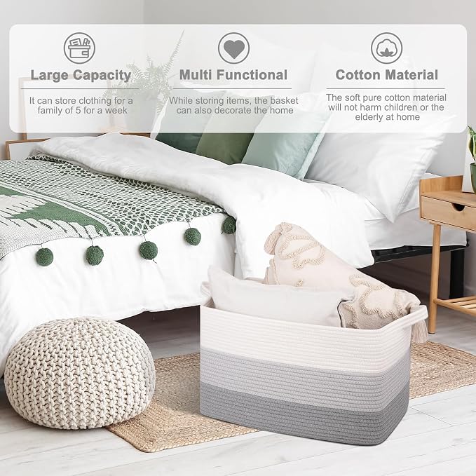 OIAHOMY Rectangle Woven Storage Basket