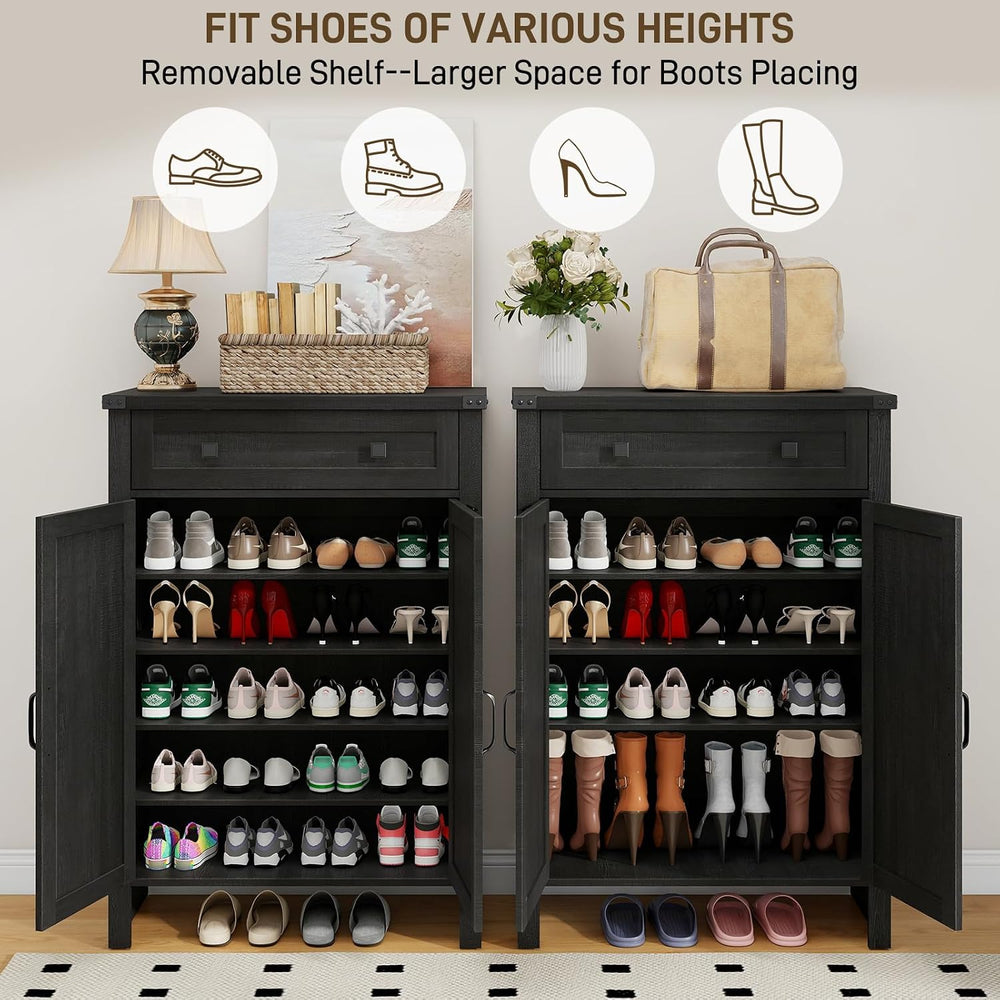 Halitaa Shoe Cabinet, Farmhouse Shoe Storage Organizer, Shoe Storage Cabinet ...