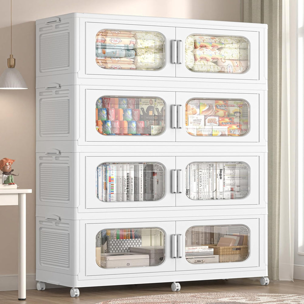 200Gal Extra Large Stackable Storage Bins with Lid & Doors & Wheels, ...