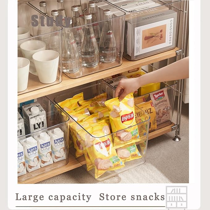 Clear plastic storage bins