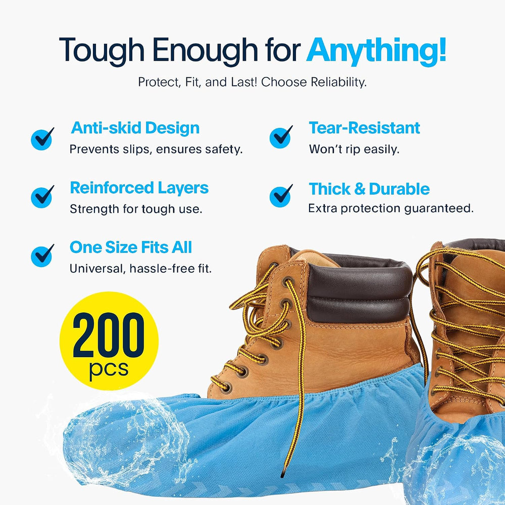 Blue Shoe Guys Premium Disposable Boot & Shoe Covers Booties | 200 Pack |...