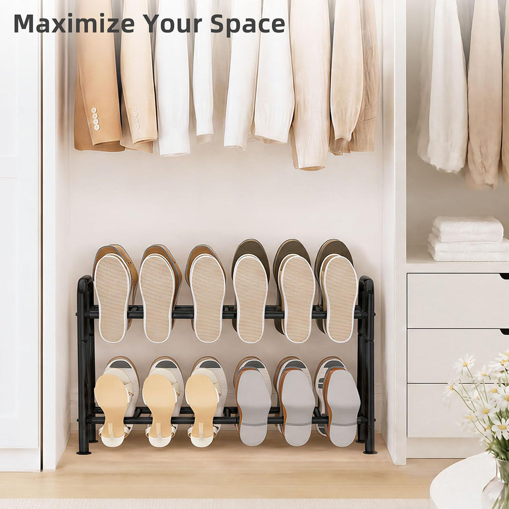 STORAGE MANIAC 24 Pairs Vertical Shoe Rack, Wing Large Metal Shoe Organizer f...